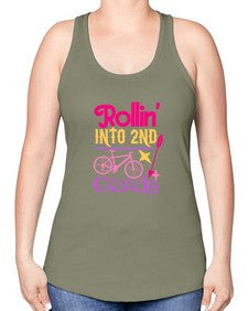 rollin into second grade 781# - second grade -Racerback Tank