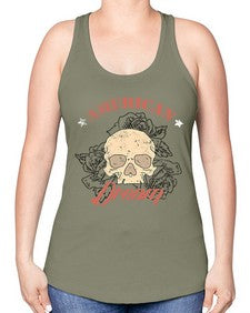 skullrose 1070# - skull and bones -Racerback Tank