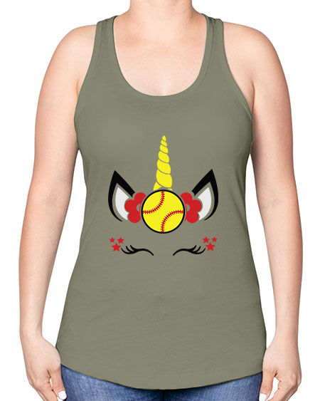 softball unicorn 398# - softball -Racerback Tank