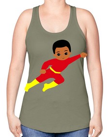 super kid 4# - black boys or men -Racerback Tank