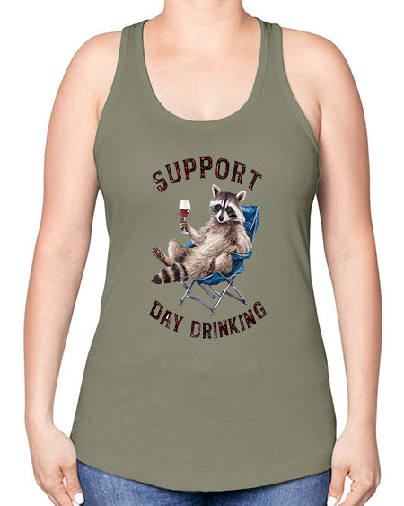 support day drinking 67# - raccoon -Racerback Tank