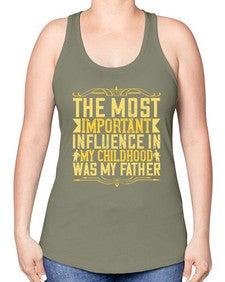 the most important influence in my childhood was my father 594# - parents day -Racerback Tank