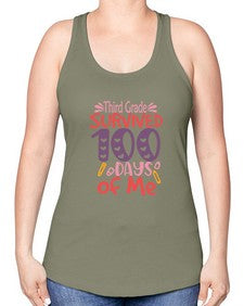 thirdgrade survived one hundred days of me 980# - third grade -Racerback Tank