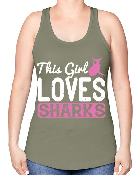 this girl loves sharks Style 12# - shark-fish -Racerback Tank