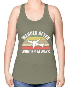 wander often wonder always  47# - airplane -Racerback Tank