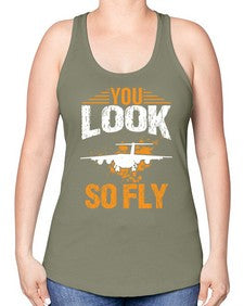 you look so fly  53# - airplane -Racerback Tank