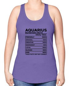 Aquarius Nutrition Facts 67# - aquarius -Racerback Tank