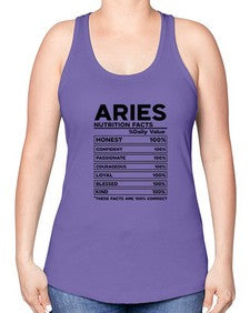 Aries Nutrition Facts 97# - aries -Racerback Tank