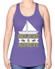 Believe  Achieve 23# - boats -Racerback Tank
