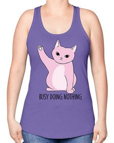 Busy Doing Nothing - cats -Racerback Tank