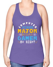 Computer science major by day gamer by night 6# - computer -Racerback Tank