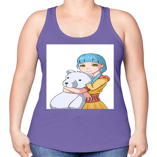 Cute girl with bear doll 26# - anime -Racerback Tank