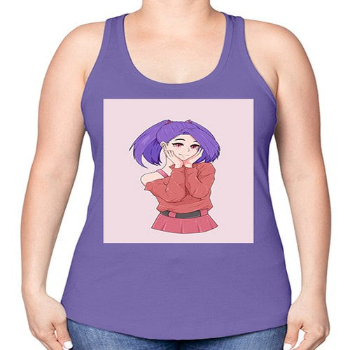 Cute girl with cute pose 138# - anime -Racerback Tank