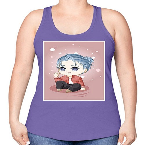 Cute little boy silver hair 78# - anime -Racerback Tank