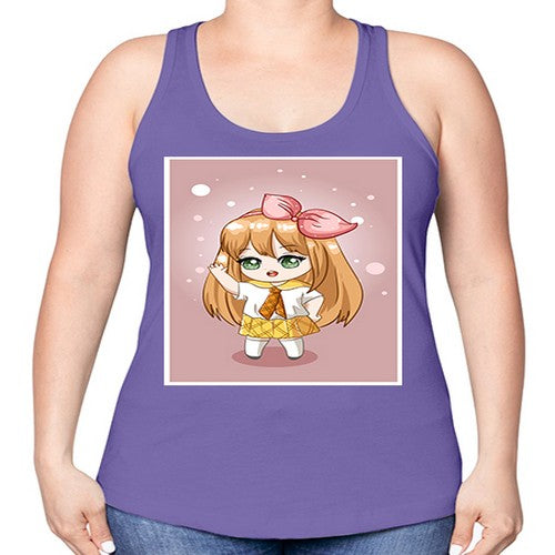 Cute little girl yellow hair wearing uniform 130# - anime -Racerback Tank