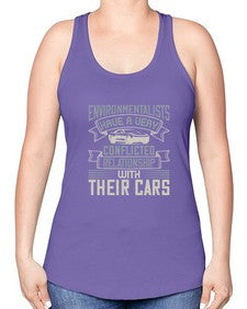 Environmentalists have a very conflicted relationship with their cars 11# - car -Racerback Tank