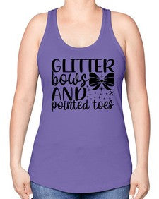 Glitter bows and pointed toes 130# - ballet -Racerback Tank
