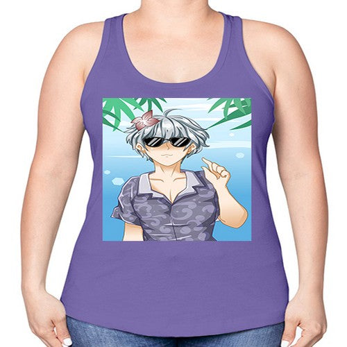 Handsome boy with sunglasses on the beach in summer holiday 44# - anime -Racerback Tank