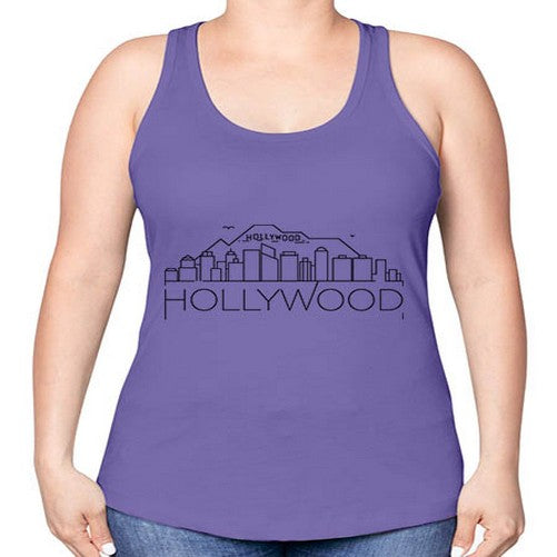 Hollywood Minimal Skyline 845# - cities -Racerback Tank