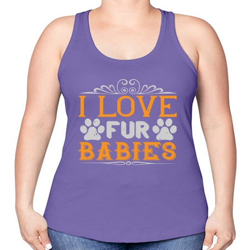 I Love Fur Babies Style 192# - dogs -Racerback Tank