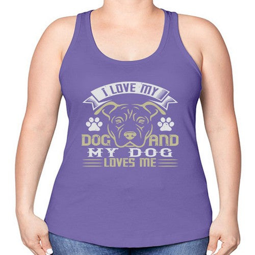 I Love My Dog and my Dog Loves me Style 191# - dogs -Racerback Tank