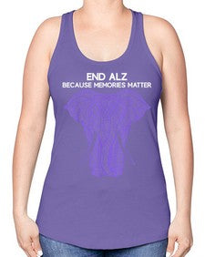 Purple Elephant Alzheimer Awareness 211# - alzheimers -Racerback Tank