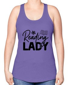 Reading lady 1347# - teacher -Racerback Tank