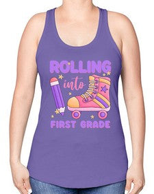 Rolling into first Grade 785# - first grade -Racerback Tank
