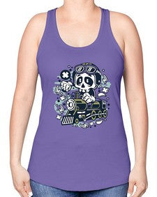 Skull Train 1067# - skull and bones -Racerback Tank