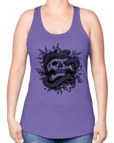 Snake Skull 1095# - skull and bones -Racerback Tank