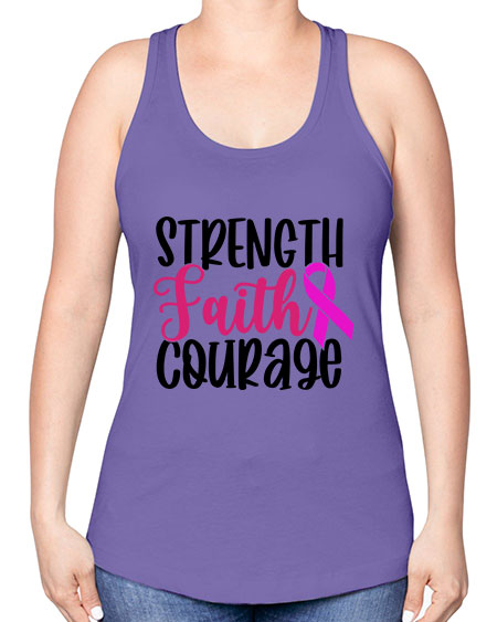 Strength Faith Courage 7# - breast cancer -Racerback Tank
