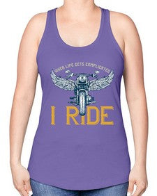 When life gets complicated 76# - motorcycle -Racerback Tank