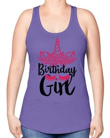 birthday girl 60# - unicorn -Racerback Tank