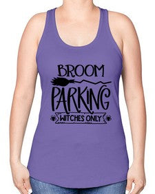 broom parking witches only 46# - witch -Racerback Tank