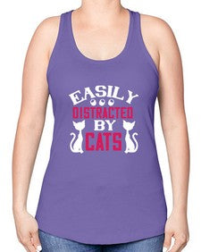easily distracted by cats Style 46# - cats -Racerback Tank