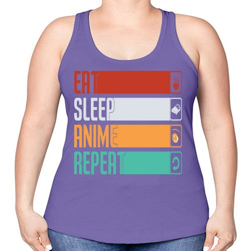 eat sleep anime repeat225# - anime -Racerback Tank