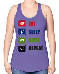 eat sleep game repeat 77# - video games -Racerback Tank