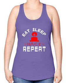 eat sleep hack repeat 48# - computer -Racerback Tank
