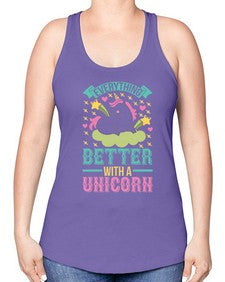 everything better with a unicorn 128# - unicorn -Racerback Tank