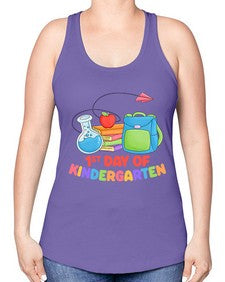 first day of Kindergarten 103# - kindergarten -Racerback Tank