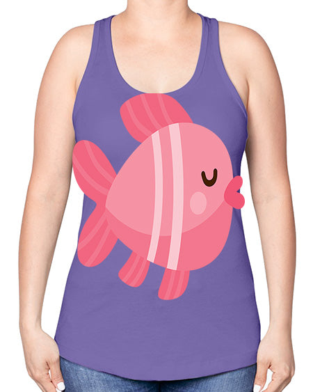 fish 53# - shark-fish -Racerback Tank
