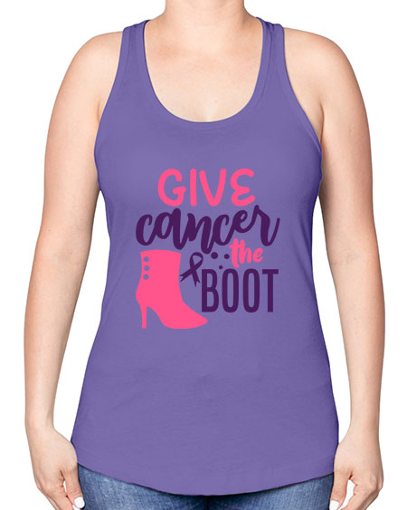 give cancer the boot Style 11# - breast cancer -Racerback Tank
