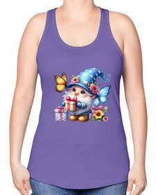 gnome with butterfly 03# - gnome -Racerback Tank