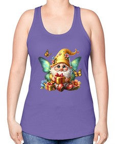 gnome with butterfly 07# - gnome -Racerback Tank