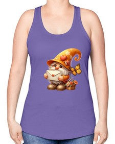gnome with butterfly 09# - gnome -Racerback Tank