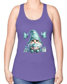 gnome with butterfly 10# - gnome -Racerback Tank