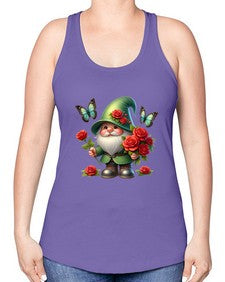 gnome with butterfly 11# - gnome -Racerback Tank