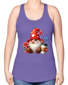 gnome with butterfly 12# - gnome -Racerback Tank