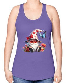 gnome with butterfly 13# - gnome -Racerback Tank