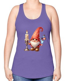 gnome with butterfly 16# - gnome -Racerback Tank